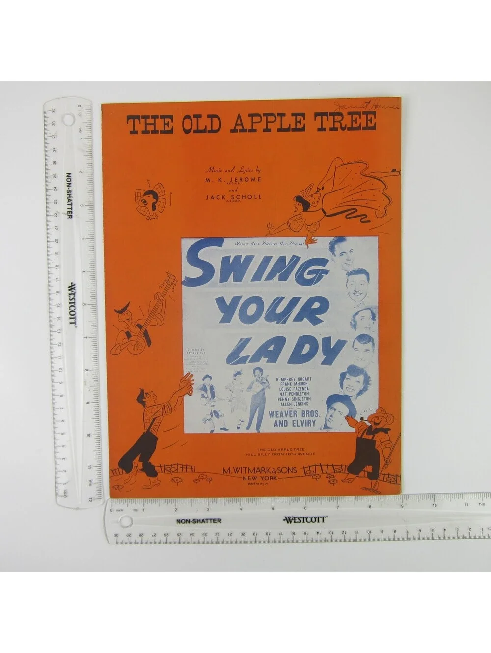 Sheet Music The Old Apple Tree Swing Your Lady Humphrey Bogart Vintage 1938